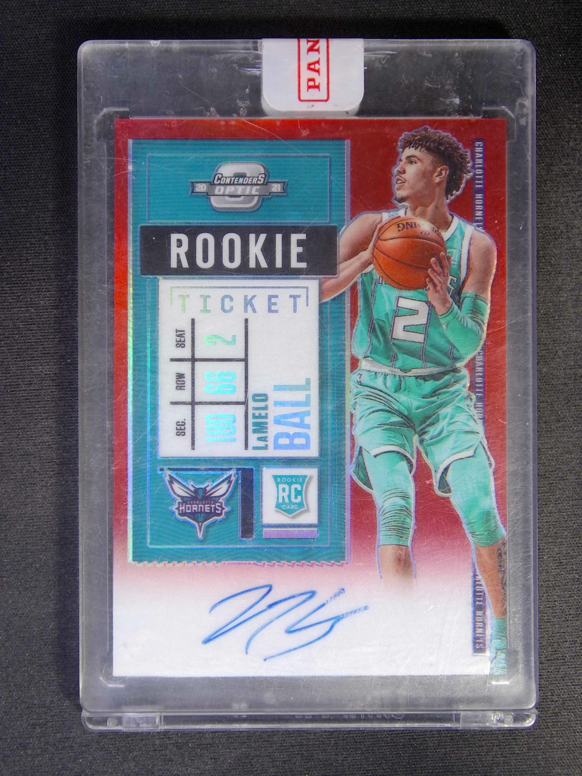 2020-21 Panini Contenders Optic LaMelo Ball #105 RC Ticket Auto Red /75