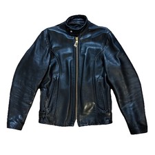 Vintage 50s Cafe Racer Leather Jacket Horsehide Talon Zipper 1950s 60s Black