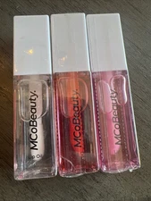 3~Mcobeauty Hydrating Lip Oil (Sheer Rose, Sheer Red, Clear)~ New Sealed.