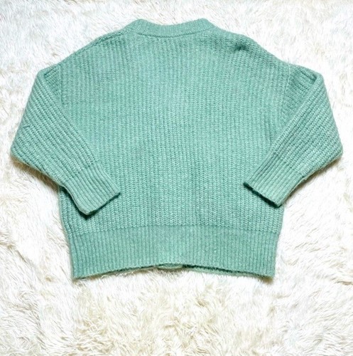 Zara Sweater Women Medium Green Chunky Knit Button Up Oversized Cardigan M - Picture 5 of 8