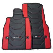 Chevrolet Chevy Corvette C8 C8.R Two Tone Red and Black Floor Mats Eco Leather