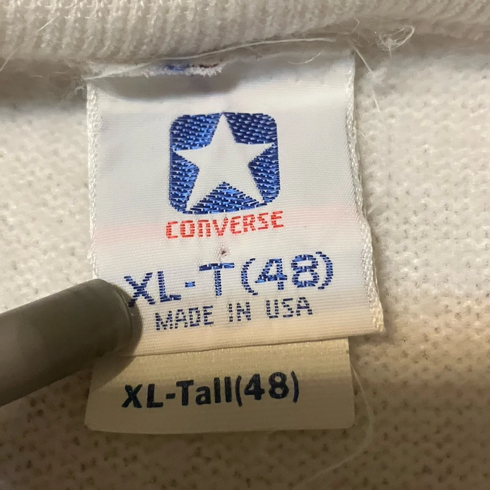Cárdigan Suéter Converse Vintage Años 80 Blanco Rojo Logo Rayón XL-T De Gran Tamaño Foto 4 de 4