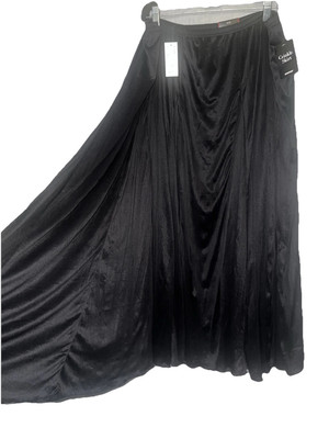 NEW Long FLARE BLACK Crinkle Chiffon Full SKIRT Avenue Size 18/20 Beauty ELEGANT