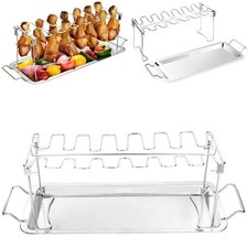 Stainless Steel Non-Stick BBQ Grill Portable Roast Chicken Tray Drying Rack