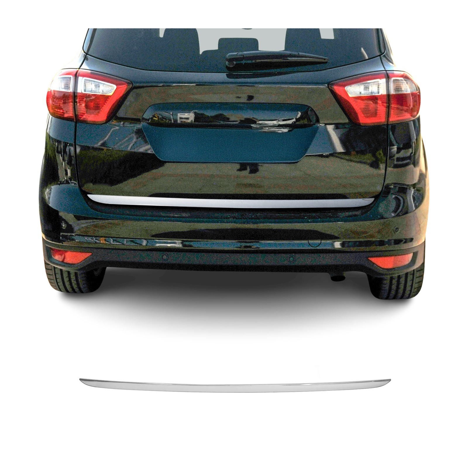Garniture de hayon coffre Ford C-Max II 2010-2019 acier inox gris