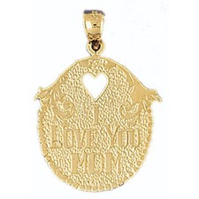 I Love You Mom Charm Pendant 14k Gold 2.9 Grams