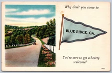 K36/ Blue Ridge Georgia Postcard Linen Pennant Greetings 306
