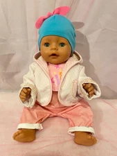 2013 Zapf Creation Newborn Baby Girl Doll Drink / Wet Doll Blue eyes open close