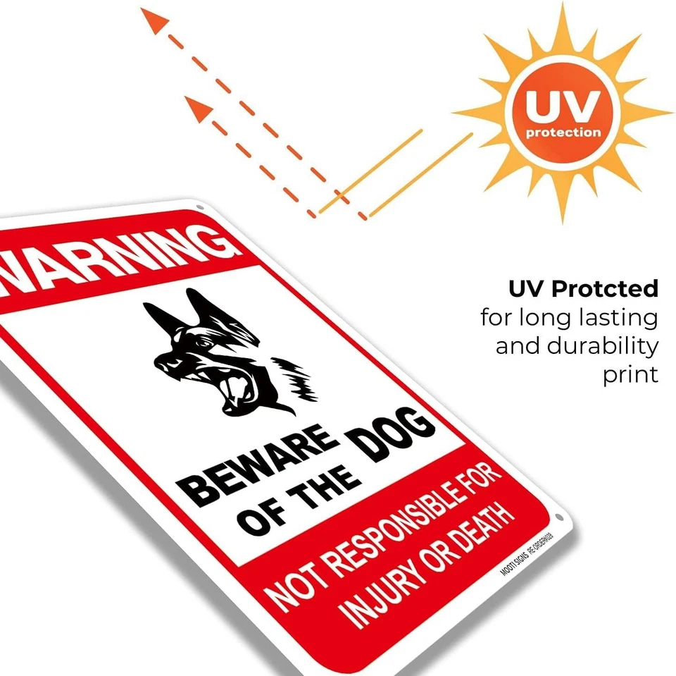 Dog Warning Signs Beware of The style1: 10X7 2 Pack, Red ,White ,Black - Image 2 of 4