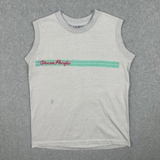 Vintage OP Ocean Pacific M Gray Sleeveless Shirt Made In USA Surf 80s 90s EUC