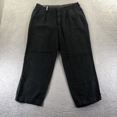 Vintage Polo Ralph Lauren Pant Mens 38x34 Black 100% Linen Pleated