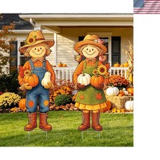 Charming 2-Pack Fall Scarecrow Yard Signs for Autumn Celebrations 31.5" Size