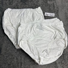 10 Pair Hanes 100 Cotton Women  s Brief Panties Size 6 M White Granny Panty