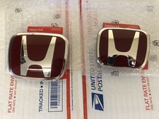 Fit For 2006-2015 Honda Civic Coupe 4dr Jdm Red H Frontrear Type R Emblem Logo
