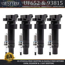 UF652 4X Ignition Coil Iridium Spark Plugs For Kia Soul Hyundai Accent