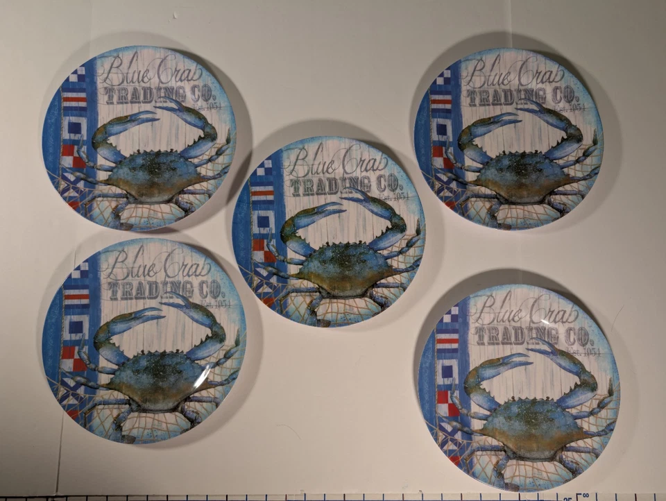 Paquete de 5 vajilla duradera de mariscos Blue Crab Trading Co 10,5" melamina Foto 2 de 4