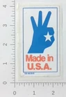 Vintage Made In USA Patriotic Hand Flag Advertising Sticker Decal