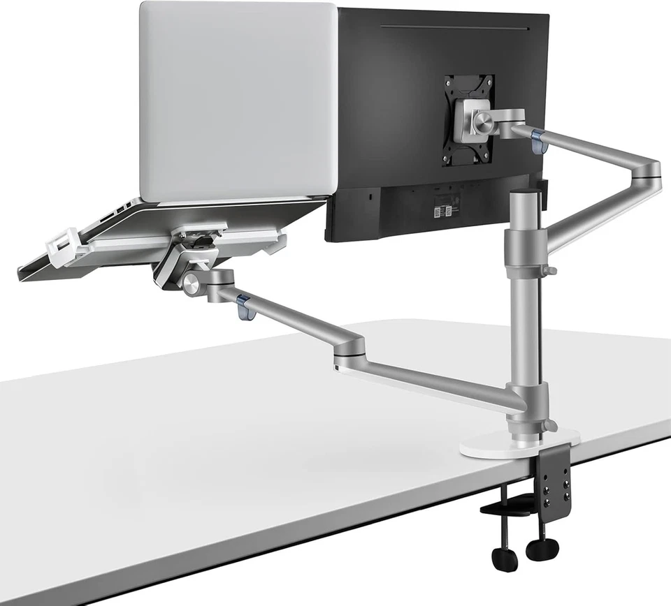 Heavy-Duty Adjustable Dual Arm Monitor and Laptop Mount - Stylish & Functional - Image 3 of 4