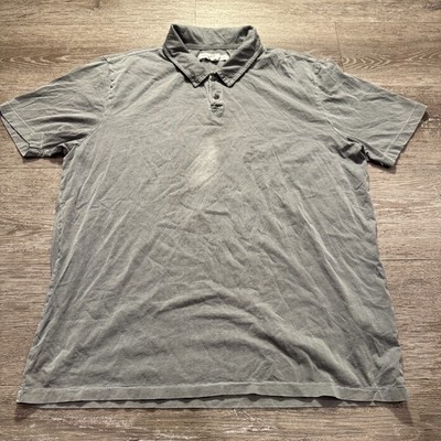 Outerknown Polo Shirt Mens Large Gray Short Sleeve Sumpima Cotton Casual Pocket