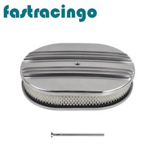 12 Oval Half Finned Air Cleaner Assembly Polished Classic For Ford Chevy