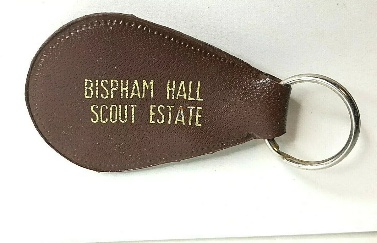 Vintage Bispham Hall Scout Estate Keyring Brown Vinyl 60 x 39 mm