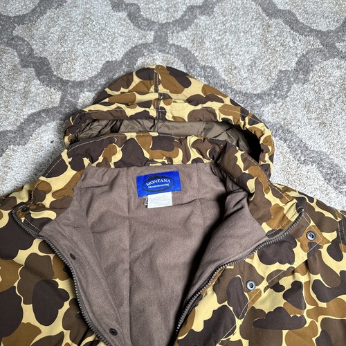 Vintage Montana Mens Jacket Hooded XL Brown Hunting Fishing Duck Camo Made USA - Picture 15 of 16