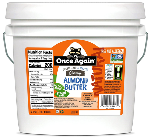 Natural Creamy Almond Butter, 9Lbs (Same as 9 Jars) - Roasted - Salt Free, Unswe - Picture 7 of 12