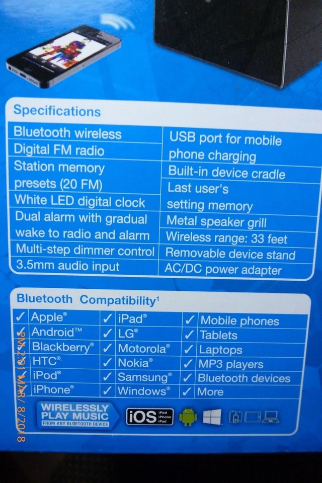 iLive Bluetooth Speaker with Clock, Black - Image 2 of 4