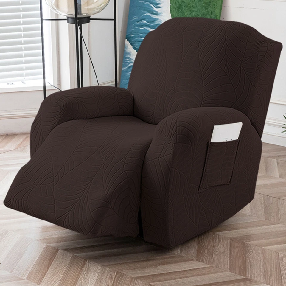 Waterproof leaf jacquard stretch recliner sofa cover, furniture protection - Image 4 of 4