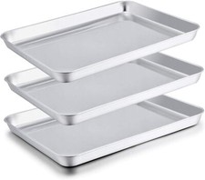 Teamfar 3 Piece Stainless Steel Baking Sheet Set Healthy Non Toxic Easy Clean