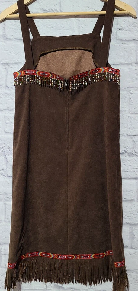 Handmade Native American Beaded Dress Costume Women's 6 Brown Annette's Sewing - Image 2 of 4