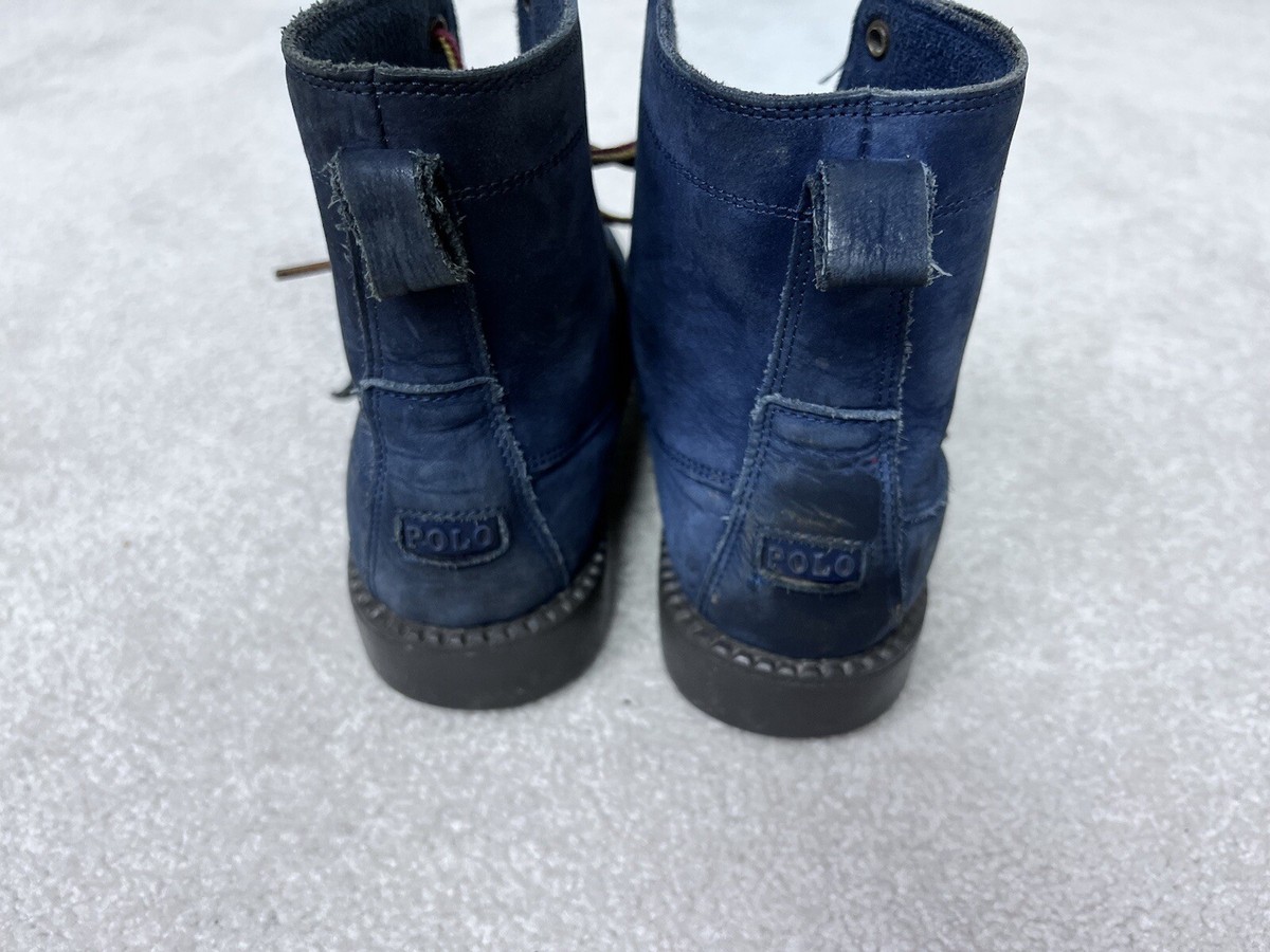 Polo Ralph Lauren Boots Mens 5 Blue Suede Leather Bear 