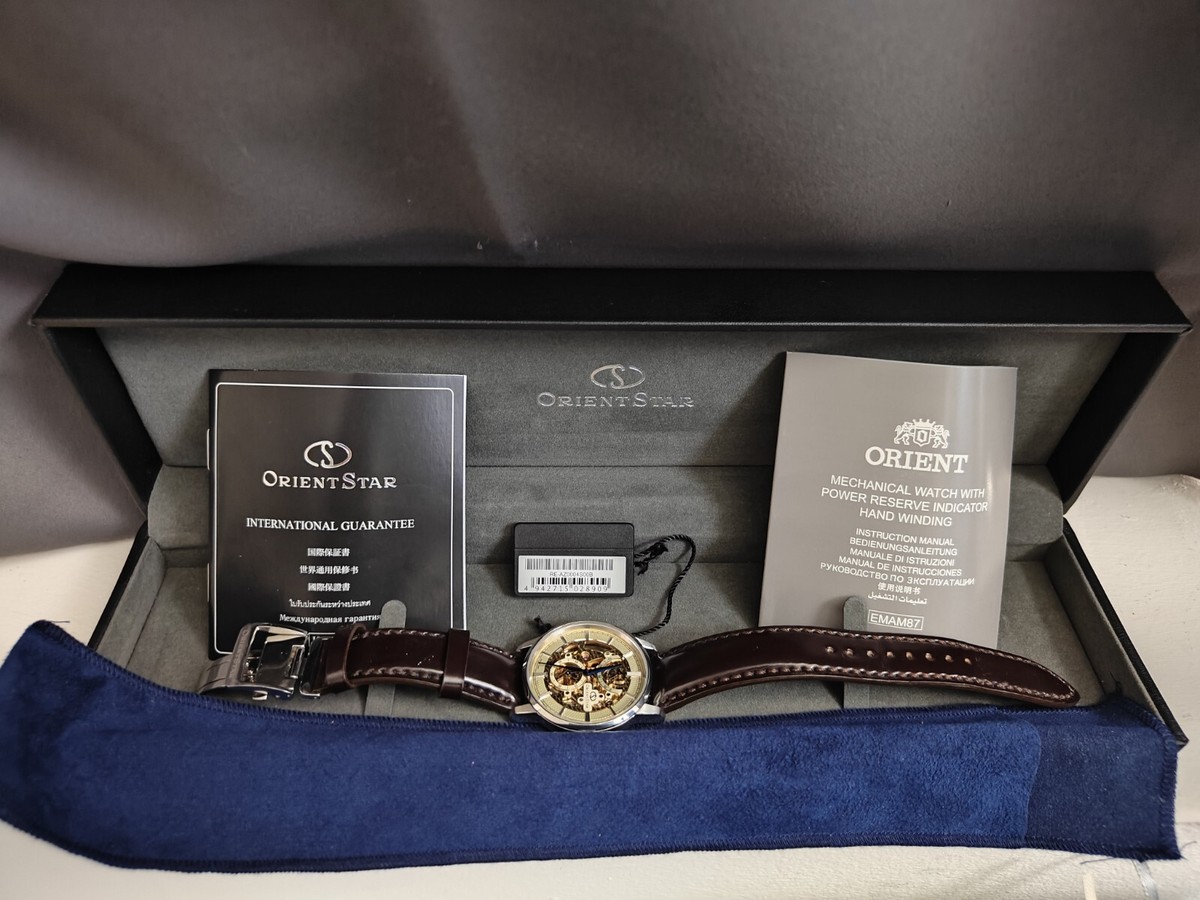 Orient Star Men's Skeleton Watch. Brown Leather Band - Ref: RE