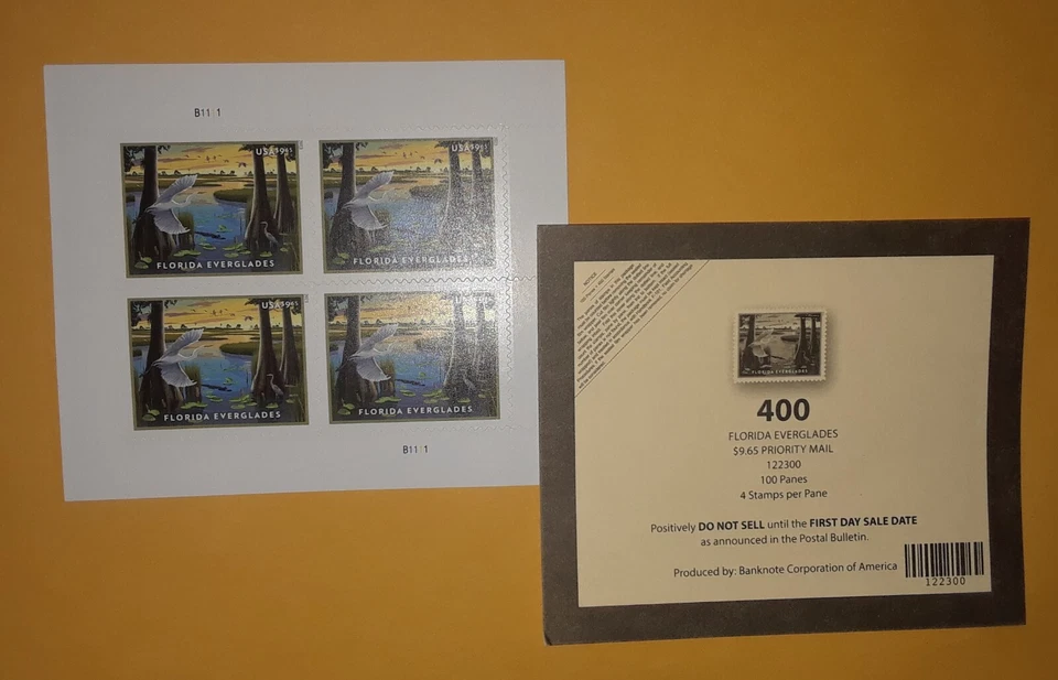 Mini Sheet of 4 US Priority US Stamp of $9.65 FLORIDA EVERGLADES Ecosystem 5751 - Image 2 of 4