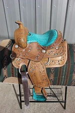 31-12  New 10"  Frontier TURQUOISE  cutout filigree saddle gator pattern NICE