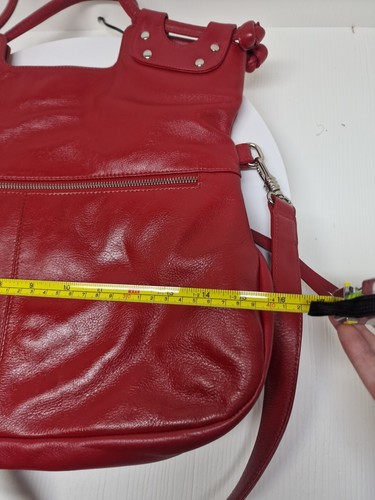 Vintage ILI New York Toronto Red Genuine Leather Tote Shoulder Bag Handbag D47 - Picture 14 of 16