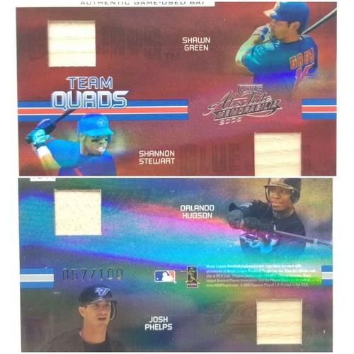 2005 Absolute Memorabilia GREEN STEWART HUDSON PHELPS Team Quads /100 Bat Relics