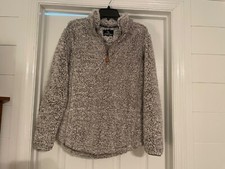 Simply Southern Women s 1/4 Zip Pullover Sherpa Sweater Size Small Gray
