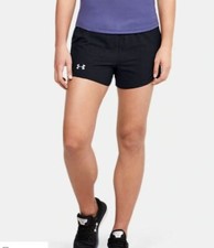 UNDER ARMOUR WOMEN'S MILEAGE HEATGEAR PRINTED RUNNING SHORTS BLACK 1355479-NWT