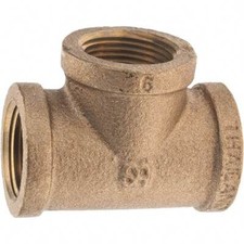 Merit Brass X106-12 Brass Tee: 3/4" Fitting, Threaded FNPT Ends, Class 125