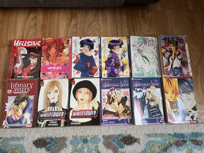 Lot of 12 Anime Comic MANGA Books - Wallflower Wish Loveless Flake Hellsing