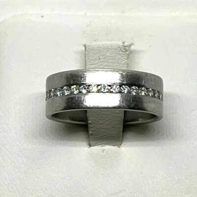 Custom made hand crafted Platin Diamant Ewigkeit Breiter Bandring 7.2mm 10.8g