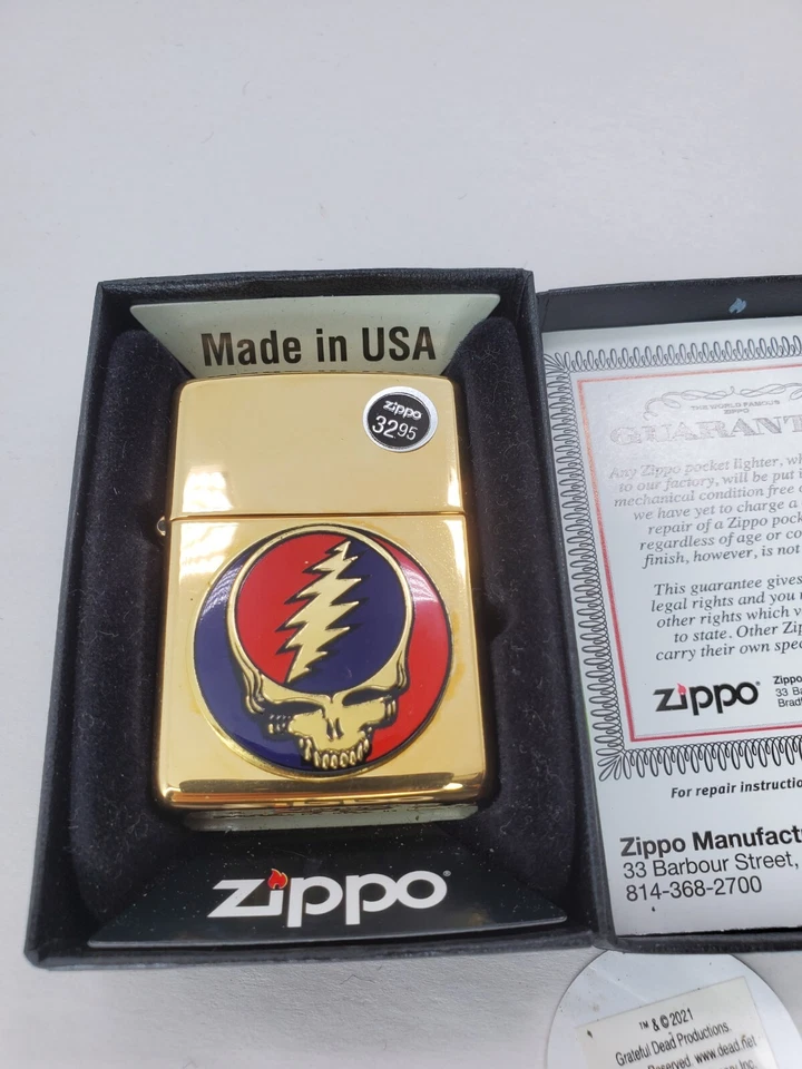 Encendedor Zippo The Grateful Dead Steal Your Face Jerry Garcia - Latón pulido alto Foto 4 de 4