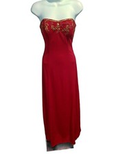 Night Way Strapless Red Stretch Gown Size 2