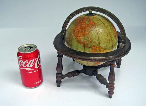 DAINTY c1900 SIX INCH - 6" C S HAMMOND TERRESTRIAL GLOBE on 4 Legged Wood Stand - Picture 9 of 19