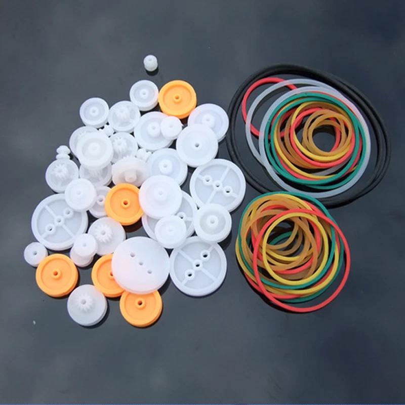 84pcs Pulley Plastic Gears Kit Rubber Belt Robot Part DIY Car Truck Models Hobby - Image 3 of 4