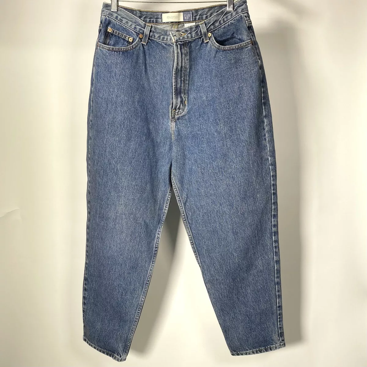 Vintage Gap Reverse Fit Jeans Women s Blue High Waisted Mom Taper Ankle Size 16
