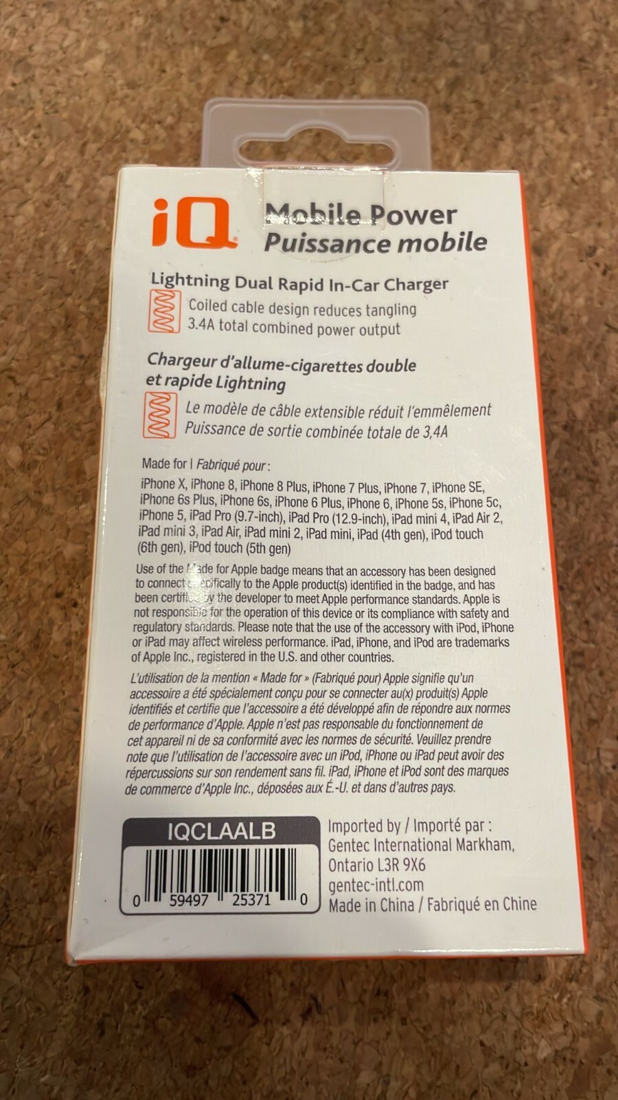 BRAND NEW iPhone car iQ Mobile Power Rapid In Car Charger 1.2m Black