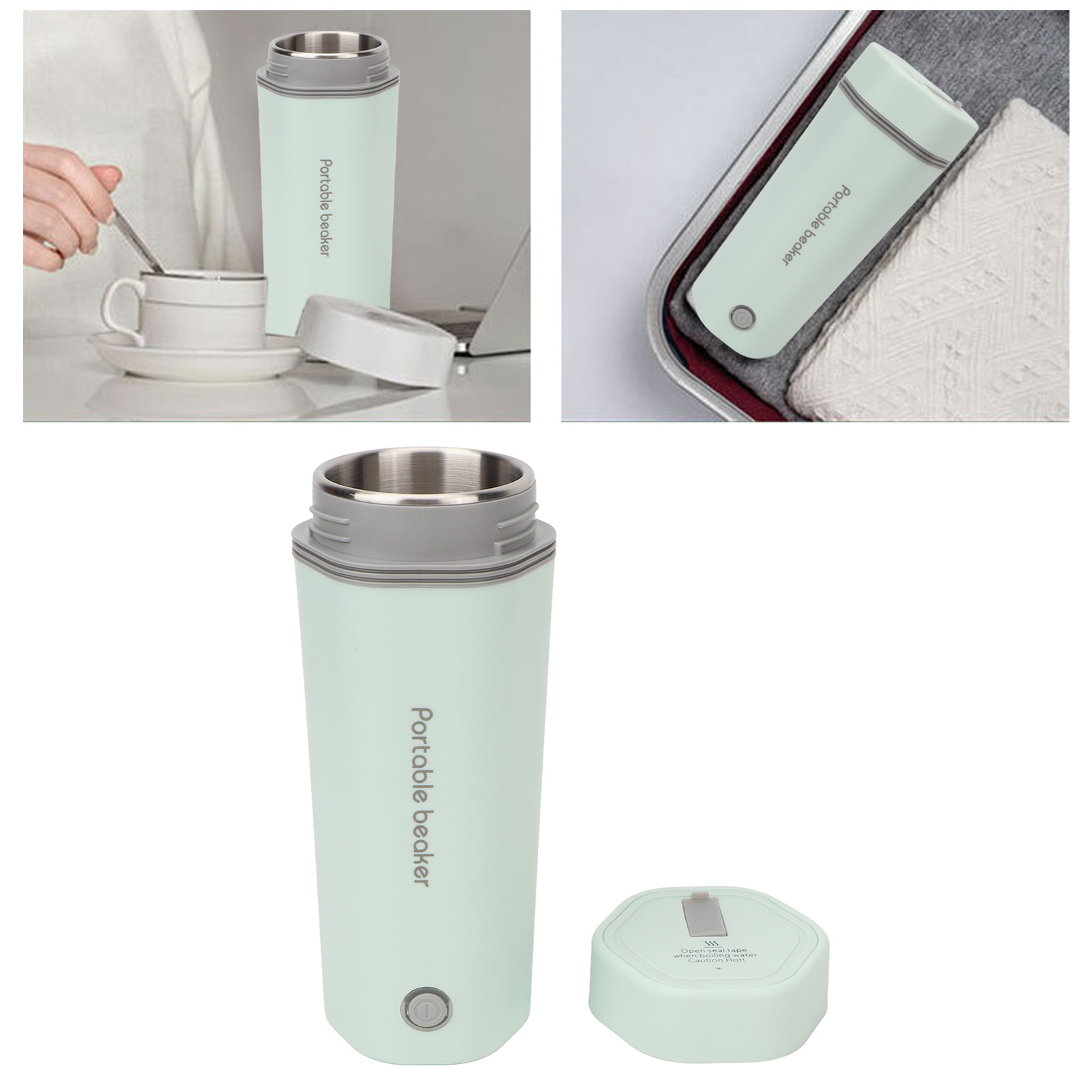 Portable 400ml Electric Kettle Thermal Cup Hot Water Tea Coffee Heater Travel US-image