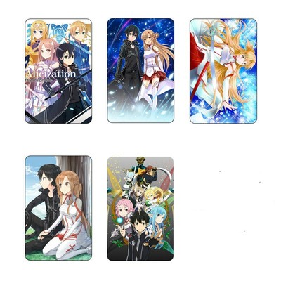 Hot Anime Sword Art Online 5pc//set Card Paster IC Card Sticker Credit